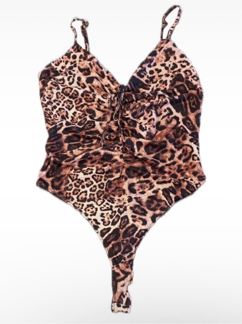 Leopard Print One-Piece Bodysuit - Brown & Black